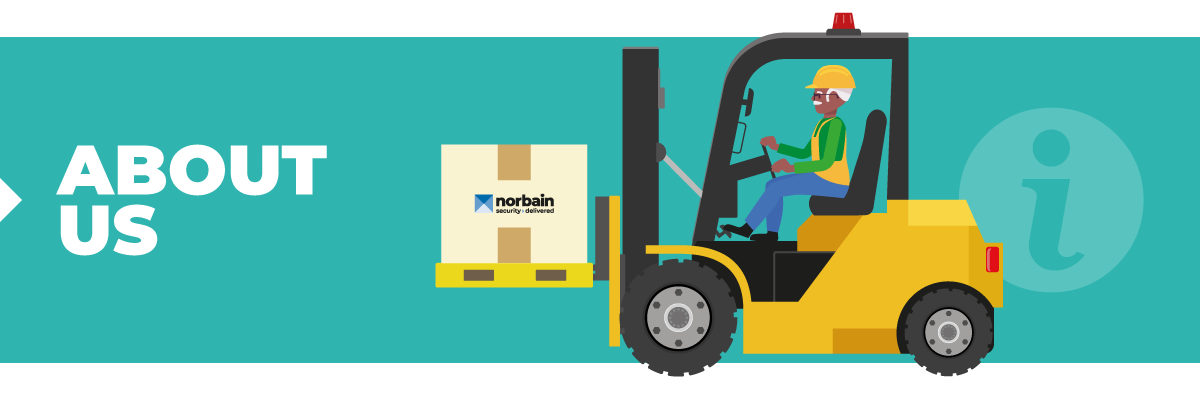 Man on a forklift transporting a Norbain package